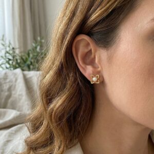 925 Sterling Silver Elegant Pearl and Textured Floral Stud Earrings for Women