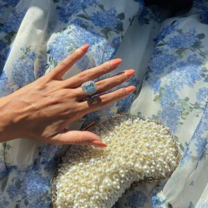 Floral Off-the-shoulder Strap Lace-up Large Swing Skirt Organza Dress