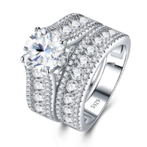 2-carat Luxury Fashion Minimalist Trend Jewelry Silver Ring Set With Top-quality Moissanite, Made Of S925 Silver With Electroplated Platinum.