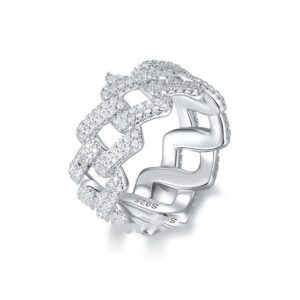 925 Silver Inlaid Moissanite Hip-Hop Full-Cover Ring