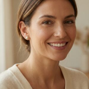 925 Sterling Silver Elegant Cultured Pearl and Sparkling Diamond Textured Halo Stud Earrings