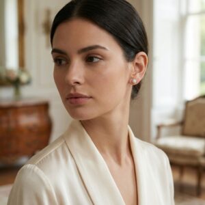 925 Sterling Silver Elegant Pearl and Diamond Halo Stud Earrings